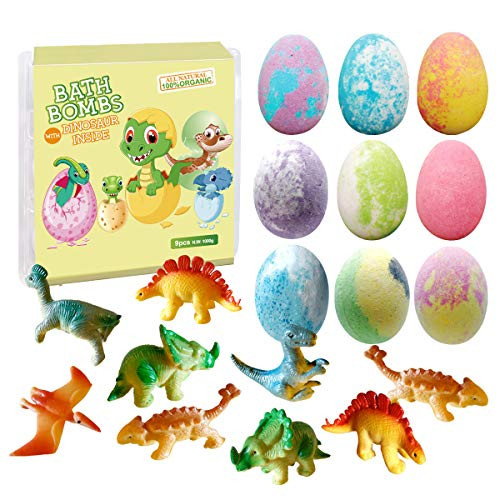 Dino Egg Bath Bomb Gift Set with Dinosaur Inside 9 Pack Organic Bath Bombs with Surprise Toy Inside Handmade Fizzy Balls for Kids Dino Egg Bath Bomb Gift Set with Dinosaur Inside 9 Pack Organic Bath Bombs with Surprise Toy Inside Handmade Fizzy Balls for Kids