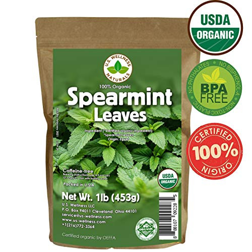 Spearmint Tea | 1lb (16Oz) | Loose Leaf Spearmint (WHOLE LEAF) | 100% CERTIFIED Organic Spearmint Herbal Tea (Mentha Spicata) | Caffeine Free | Bulk Resealable Bag Spearmint Tea | 1lb (16Oz) | Loose Leaf Spearmint (WHOLE LEAF) | 100% CERTIFIED Organic Spearmint Herbal Tea (Mentha Spicata) | Caffeine Free | Bulk Resealable Bag
