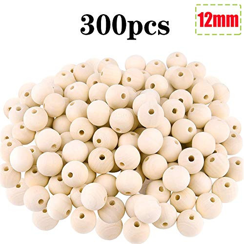 hesmartly 300Pcs 12mm Wood Beads Round Wooden Spacer Beads Unfinished Natural Wood Loose Beads hesmartly 300Pcs 12mm Wood Beads Round Wooden Spacer Beads Unfinished Natural Wood Loose Beads