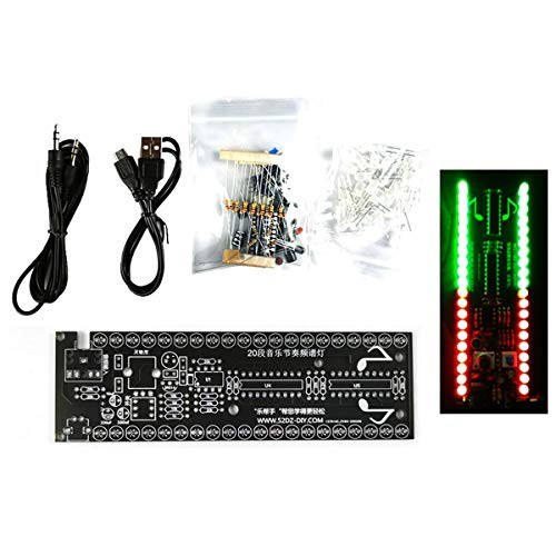 DDIY 20Band Music VoiceActivated WireControlled LED Rhythm lamp DIY unassembled Welding Project Electronic kit Red and Green Parts