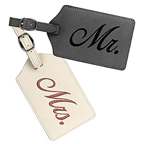 IVETTO Mr and Mrs lovers PU Luggage Tag Travel Tags for Honeymoon Wedding Bridal Shower Gift