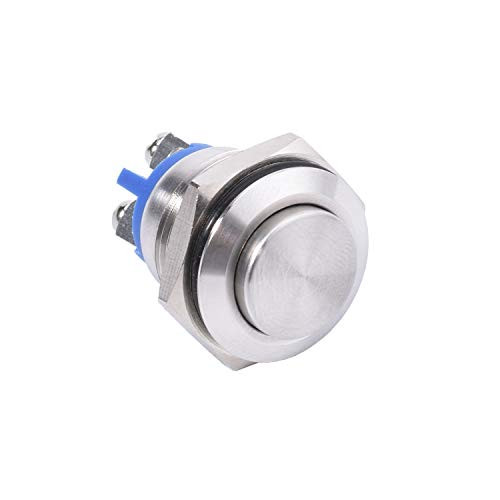 STARELO 16MM 58 Momentary Push Button Switch High Round 36V 2A 1NO Waterproof Aluminum Shell Silver