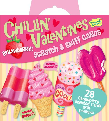 Peaceable Kingdom Chillin' Strawberry Scratch and Sniff 28 Card Super Valentine Pack