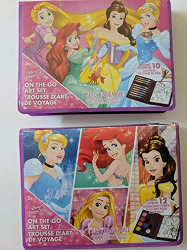 AUX E.-U. Disney Princesses On The Go Art Sets with Crayons and Water Color Paints
