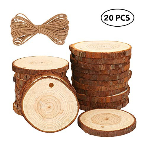 Fuyit Natural Wood Slices 20 Pcs 3.5"-4" Craft Wood Kit Unfinished Predrilled with Hole Wooden Circles Tree Slices for Arts and Crafts Christmas Ornaments DIY Crafts Fuyit Natural Wood Slices 20 Pcs 3.5"-4" Craft Wood Kit Unfinished Predrilled with Hole Wooden Circles Tree Slices for Arts and Crafts Christmas Ornaments DIY Crafts