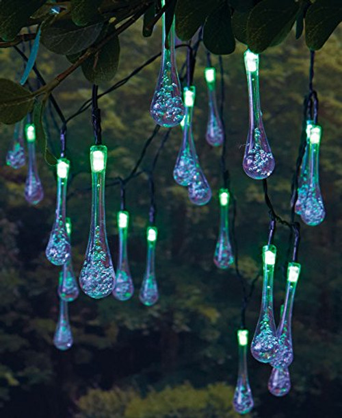 The Lakeside Collection 20-Count Solar Raindrop String Lights- Color Changing