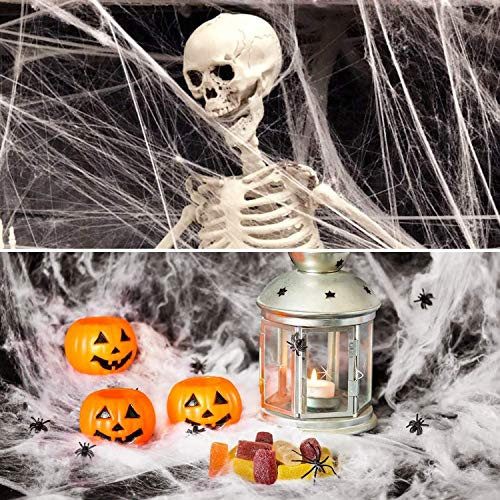 Halloween Super Stretch Spider Web With Fake Spider Indoor Outdoor Halloween Party Decorations450 Suqare Feet