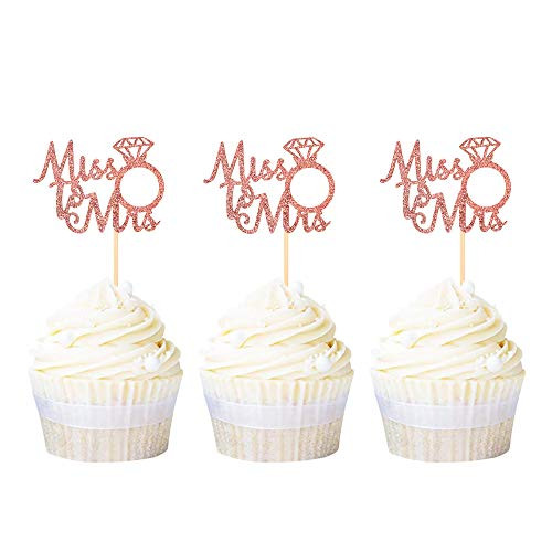 Ercadio 24 Pack Miss to Mrs Cupcake Toppers Rose Gold Glitter Wedding Ring Cupcake Picks Bridal Shower Anniversary Engagement Party Cake Decoration Supplies Ercadio 24 Pack Miss to Mrs Cupcake Toppers Rose Gold Glitter Wedding Ring Cupcake Picks Bridal Shower Anniversary Engagement Party Cake Decoration Supplies