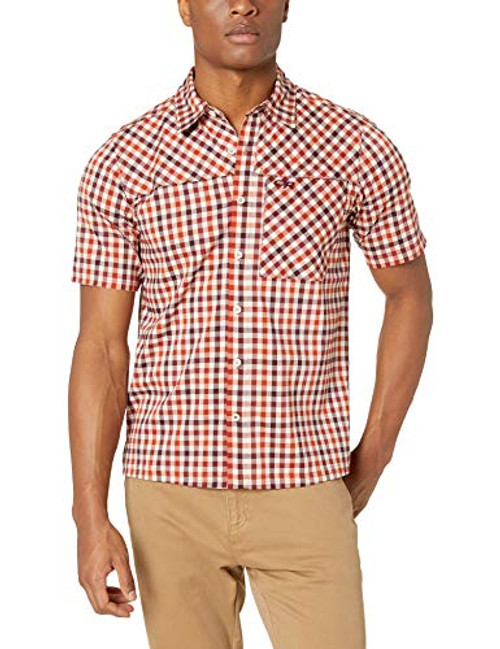 Outdoor Research Mens Discovery SS Shirt Burnt Orange Plaid Medium