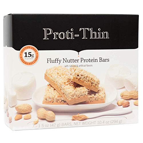 ProtiThin Fluffy Nutter Protein Bar 15g Protein Low Carb Diet Bar High Fiber Snack Bar KETO Friendly Ideal Protein Compatible Gluten Free 7 Count Box