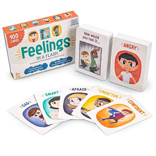 Feelings In a Flash | Emotional Intelligence Flashcard Game | Toddlers & Special Needs Children | Teaching Empathy Activities, Coping & Social Skills | 50 Scenario Cards, 50 Reaction Faces