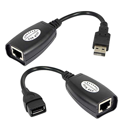 Apoi USB Over RJ45USB Extender RJ45 Cat Extension Cable USB 20 to RJ45 LAN Extension Adapter Over Cat5 Cat5e Cat6 Cable Connector Adapter Kit