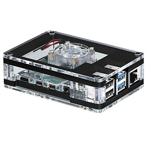 MazerPi Raspberry Pi 4 Case Pi 4 Case with Cooling Fan and Heatsink Raspberry Pi 4 Heatsink Case Made of Arcylic Panel for Raspberry Pi 4B