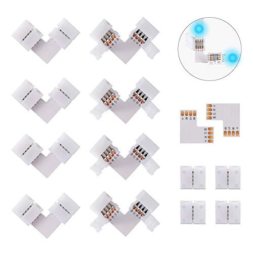 4Pin LED Light Strip Connectors 10mm Unwired Gapless Solderless Adapter Terminal Extension for SMD 5050 RGB Multicolor LED Strip Light 4Pin LED Light Strip Connectors 10mm Unwired Gapless Solderless Adapter Terminal Extension for SMD 5050 RGB Multicolor LED Strip Light
