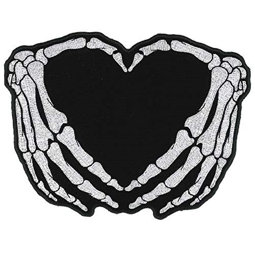 Skeleton Heart Patch  Skeleton Finger Heart Shape High Thread IronOn Heat Sealed BackingSewOn Patch 35 x 3