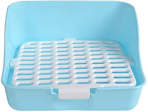 MoMaek Rabbit Cage Litter Box Potty Trainer for Adult Guinea Pig Ferret Small Animals Blue