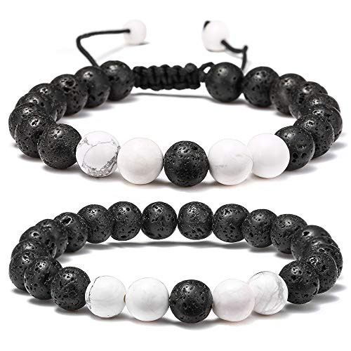 Lava Rock Bracelet  8mm Lava Rock Bead White Turquoise Anxiety Bracelet Men Women Stress Relief Yoga Beads Aromatherapy Essential Oil Diffuser Healing Bracelets