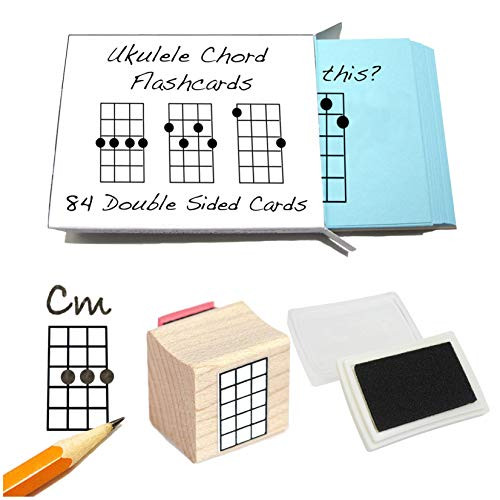 Beginner Ukulele Gift Pack Chord Flashcards and Ukulele Chord Stamp and Pad