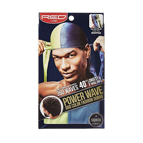 RED by KISS POWER WAVE DUO COLOR FASHION SATIN Durag Green Blue