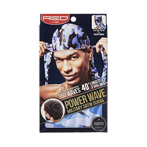 RED by KISS Power Wave Military Satin Durag 360 Camo Blue HDUPPM05