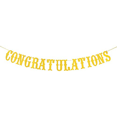 Congratulations Banner Engagement Graduation Party Wedding Birthday Retirement Party Decoration Supplies  Gold Glitter