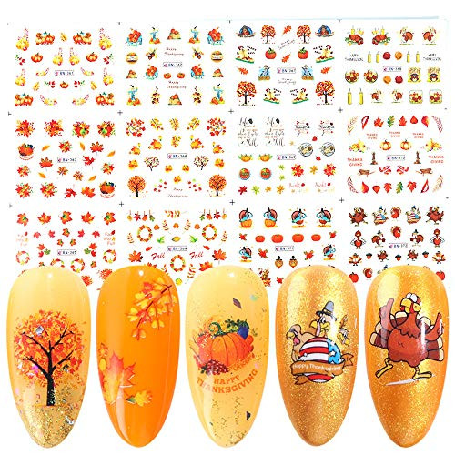 JMEOWIO Fall Nail Art stickers Thanksgiving Nail Decals Accessories 12 Sheets Maple Leaves for Women Girls Fingernail Toenail Decoration Manicure Tips JMEOWIO Fall Nail Art stickers Thanksgiving Nail Decals Accessories 12 Sheets Maple Leaves for Women Girls Fingernail Toenail Decoration Manicure Tips