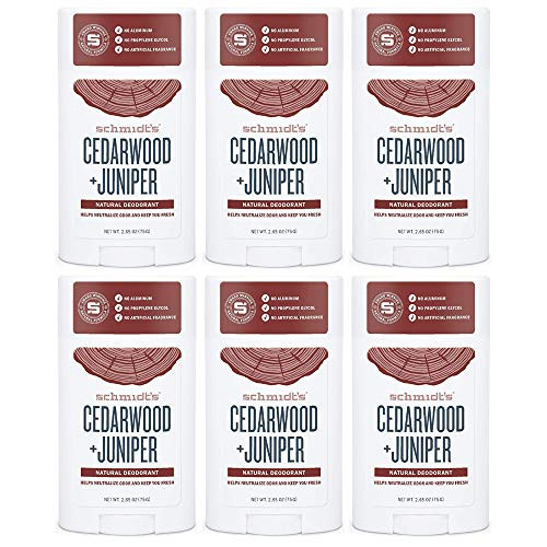 Schmidts Natural Deodorant Cedarwood  Juniper 265 Oz 6 Pack