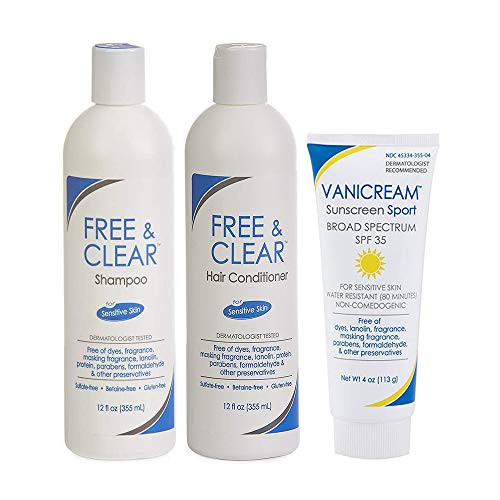 Vanicream Free  Clear Hair Shampoo Conditioner 12 Oz each  SPF 35 Sport Sunscreen 4 Oz For Sensitive Skin