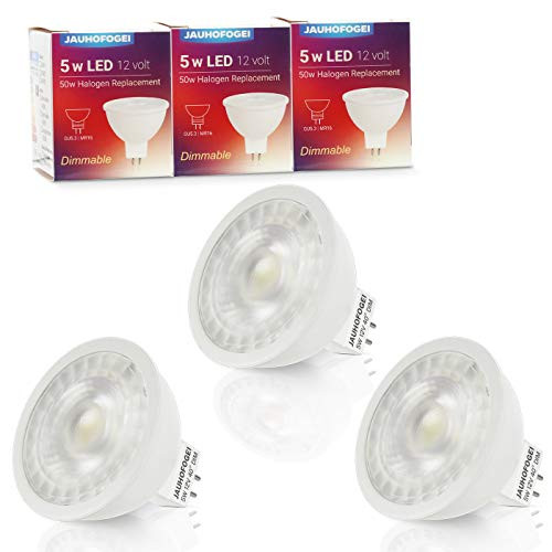 JAUHOFOGEI MR16 GU53 Base LED Bulbs Dimmable 12V ACDC 5w  490lumens  50w Halogen Spotlight Replacement Daylight White 5000K 40° Pack of 3