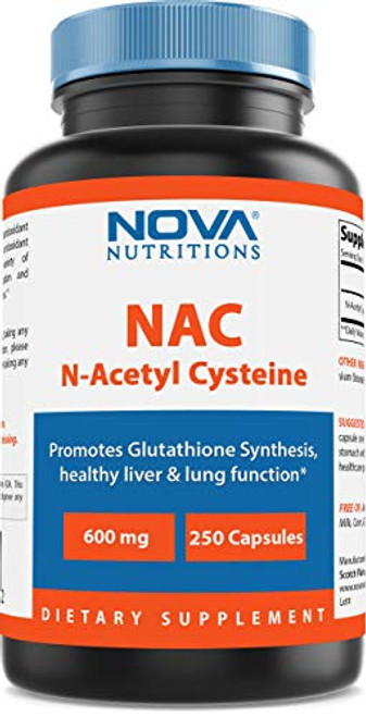 Nova Nutritions NAcetyl LCysteine NAC 600mg  250 Capsules NonGMO  Gluten Free