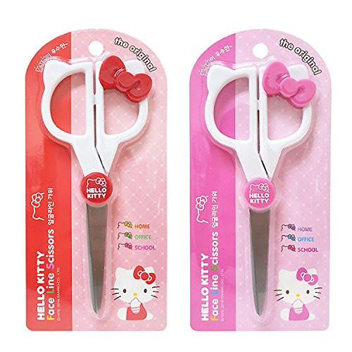 Sanrio Hello Kitty Face Line Scissors : Hello Kitty Ears with Ribbon (Pink or Red) (Pink)