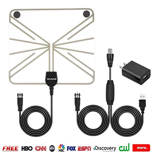 PROCYMD TV Antenna Indoor HD Digital TV Antenna with 50 Miles Long Range Amplifier HDTV Signal Booster Upgraded Version-10ft Coax Cable, Transparent