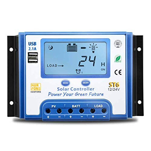 iSunergy 30A Solar Charge Controller 12V24V Auto Working Solar Panel Charging Discharge Regulator with Dual 5V USB Output Backlight LCD Display