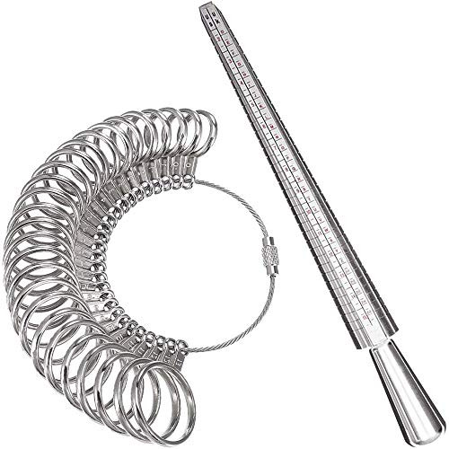 Ring Sizer Measuring ToolAluminum Ring Mandrel and Finger Gauges Metal Ring Sizer Tool Set