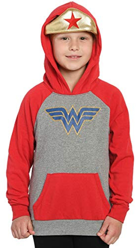 DC Comics Girls Wonder Woman Costume Hoodie Heather GreyRed Large