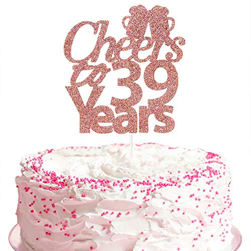 Cheers to 39 Years Cake Topper Happy 39th Birthday Hello 39 Beers to 39 Years 39th Anniversary Party Decoration  Rose Gold