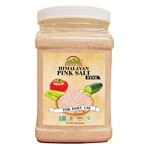 Himalayan Chef Pink Authentic Himalayan Salt, 5 pounds fine Plastic Jar
