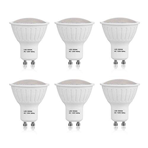 LED GU10 Dimmable Bulbs 5W50W Halogen Bulb Equivalent 5000K Daylight White Spot Light Bulb MR16 Shape 500LM 120°Beam Recessed Track Lighting 120V 6 Pack