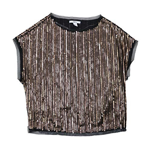 Bar III Womens Mesh Inset Sequined Crop Top Bronze XS