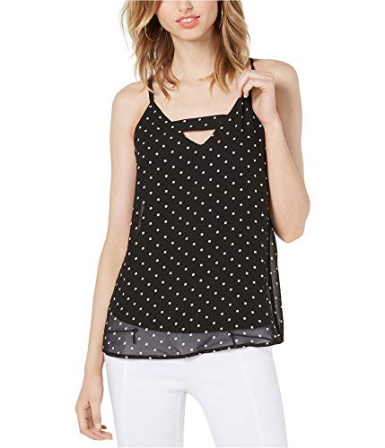 Bar III Womens Dot Print Pullover Blouse Black XLarge