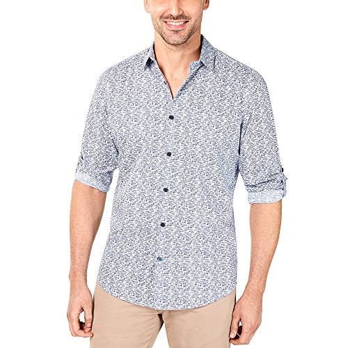 Alfani Mens Geo StaticPrint Shirt Blue XLarge