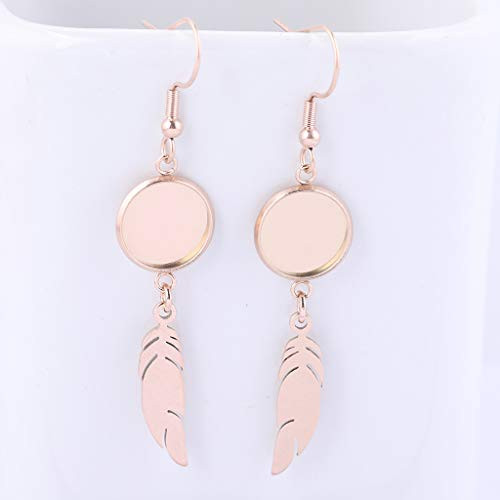 Reidgaller 20pcs Stainless Steel Fit 12mm Cabochon Earring Base Settings With Feather Charm Diy Bezel Tray Blanks For Jewerly Making Supplies rose gold Reidgaller 20pcs Stainless Steel Fit 12mm Cabochon Earring Base Settings With Feather Charm Diy Bezel Tray Blanks For Jewerly Making Supplies rose gold