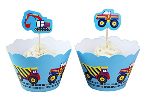 Truck Excavator Cupcake Wrapper Topper Kit Set of 1 Dozen
