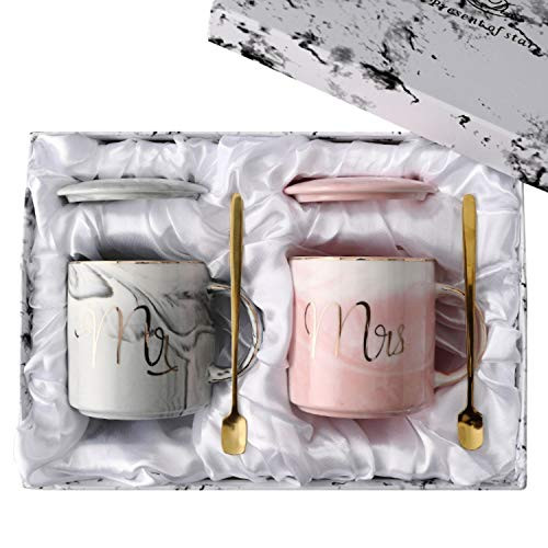 Mr and Mrs Coffee Mugs Wedding Gifts for Bride and Groom Bridal Shower Engagement Gift and Married Couples Anniversary Gift 12 oz Ceramic Marble Cups with Gift Box and Bag Mr and Mrs Coffee Mugs Wedding Gifts for Bride and Groom Bridal Shower Engagement Gift and Married Couples Anniversary Gift 12 oz Ceramic Marble Cups with Gift Box and Bag