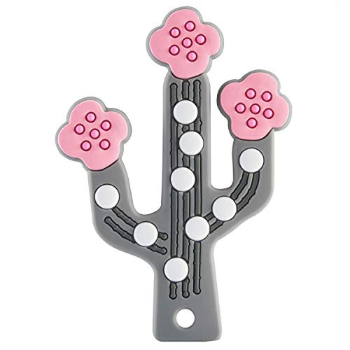 Baby Teething Toys Cactus Teething Relief Soft Silicone Teether Toy DishwasherSafe for Toddlers  Infants Babies Boys Girls Gray