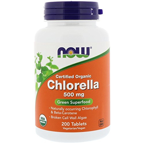 NOW Foods Chlorella Green Superfood Certified Organic 500 mg 200 Tablets pack of 2 NOW Foods Chlorella Green Superfood Certified Organic 500 mg 200 Tablets pack of 2