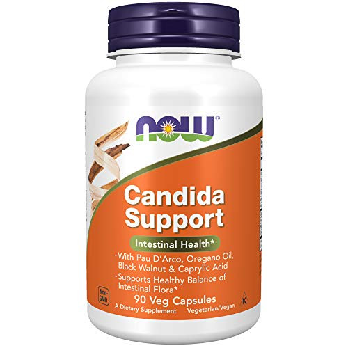 NOW Supplements Candida Support with Pau DArco Oregano Oil Black Walnut  Caprylic Acid 90 Veg Capsules