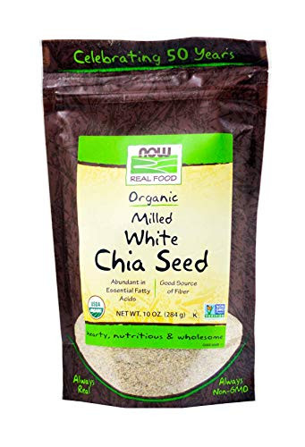 NOW Foods Organic White Chia Seeds Milled Source of Essential Fatty Acids and Fiber Certified NonGMO 10Ounce