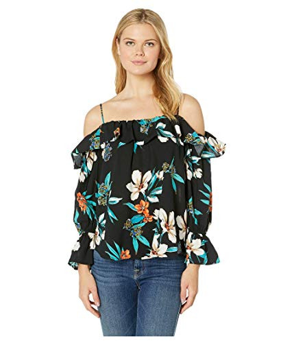 Karen Kane Bracelet Sleeve Ruffle Top Print XS