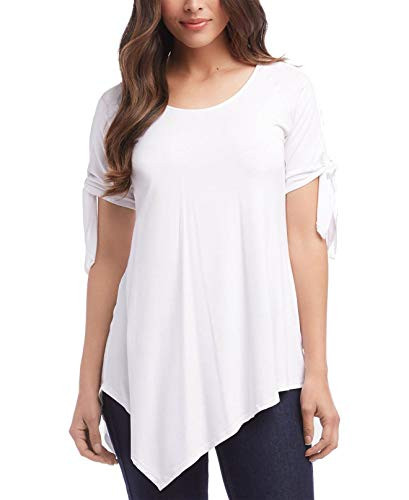Karen Kane Asymmetric TieSleeve Top OffWhite MD
